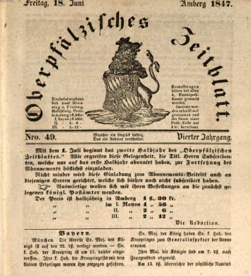 Oberpfälzisches Zeitblatt (Amberger Tagblatt) Freitag 18. Juni 1847