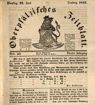 Oberpfälzisches Zeitblatt (Amberger Tagblatt) Dienstag 22. Juni 1847