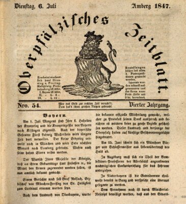 Oberpfälzisches Zeitblatt (Amberger Tagblatt) Dienstag 6. Juli 1847