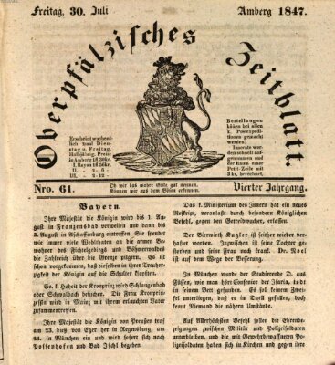 Oberpfälzisches Zeitblatt (Amberger Tagblatt) Freitag 30. Juli 1847