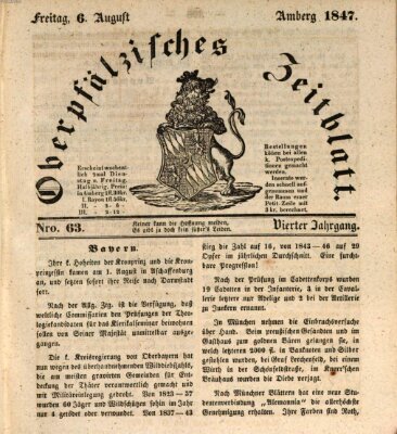 Oberpfälzisches Zeitblatt (Amberger Tagblatt) Freitag 6. August 1847
