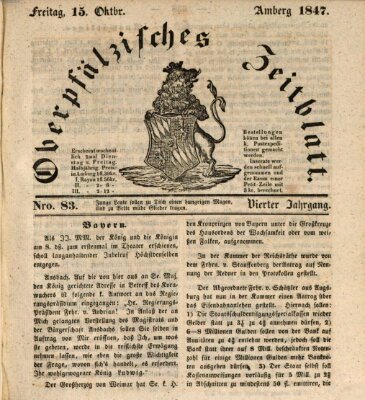 Oberpfälzisches Zeitblatt (Amberger Tagblatt) Freitag 15. Oktober 1847