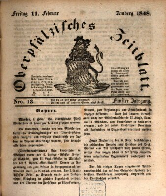 Oberpfälzisches Zeitblatt (Amberger Tagblatt) Freitag 11. Februar 1848