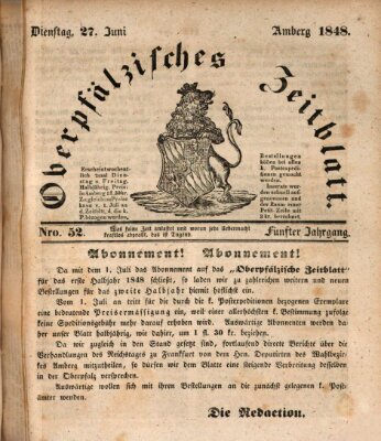 Oberpfälzisches Zeitblatt (Amberger Tagblatt) Dienstag 27. Juni 1848