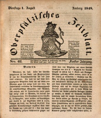 Oberpfälzisches Zeitblatt (Amberger Tagblatt) Dienstag 1. August 1848