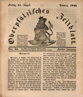 Oberpfälzisches Zeitblatt (Amberger Tagblatt) Freitag 11. August 1848