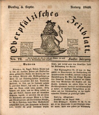 Oberpfälzisches Zeitblatt (Amberger Tagblatt) Dienstag 5. September 1848