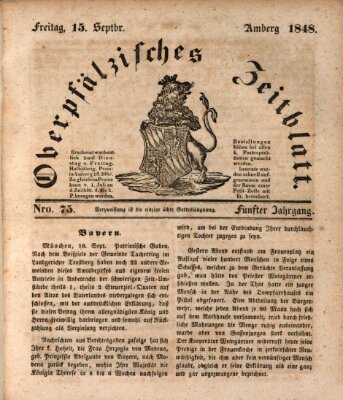 Oberpfälzisches Zeitblatt (Amberger Tagblatt) Freitag 15. September 1848