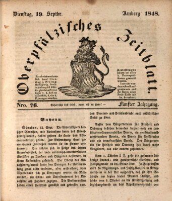 Oberpfälzisches Zeitblatt (Amberger Tagblatt) Dienstag 19. September 1848