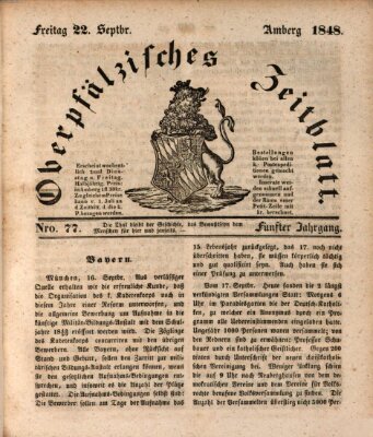 Oberpfälzisches Zeitblatt (Amberger Tagblatt) Freitag 22. September 1848