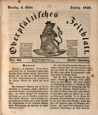 Oberpfälzisches Zeitblatt (Amberger Tagblatt) Dienstag 3. Oktober 1848