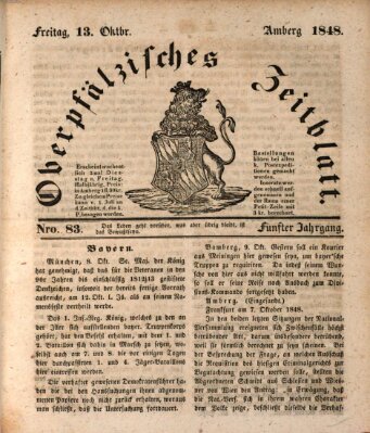 Oberpfälzisches Zeitblatt (Amberger Tagblatt) Freitag 13. Oktober 1848