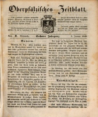 Oberpfälzisches Zeitblatt (Amberger Tagblatt) Mittwoch 3. Januar 1849