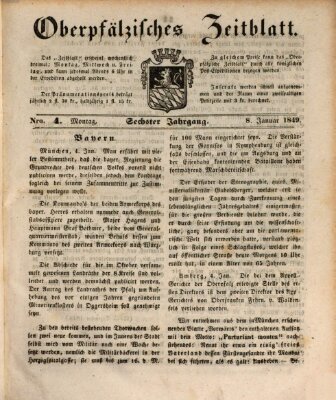 Oberpfälzisches Zeitblatt (Amberger Tagblatt) Montag 8. Januar 1849