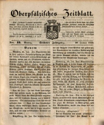 Oberpfälzisches Zeitblatt (Amberger Tagblatt) Montag 29. Januar 1849