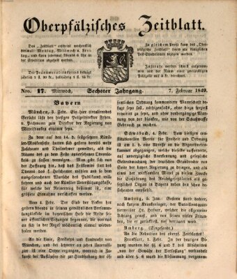 Oberpfälzisches Zeitblatt (Amberger Tagblatt) Mittwoch 7. Februar 1849