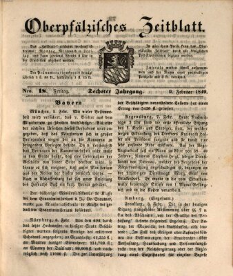 Oberpfälzisches Zeitblatt (Amberger Tagblatt) Freitag 9. Februar 1849