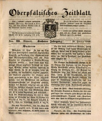 Oberpfälzisches Zeitblatt (Amberger Tagblatt) Mittwoch 21. Februar 1849