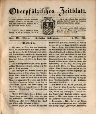 Oberpfälzisches Zeitblatt (Amberger Tagblatt) Montag 5. März 1849