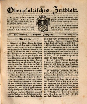 Oberpfälzisches Zeitblatt (Amberger Tagblatt) Mittwoch 21. März 1849