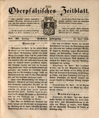 Oberpfälzisches Zeitblatt (Amberger Tagblatt) Freitag 27. April 1849