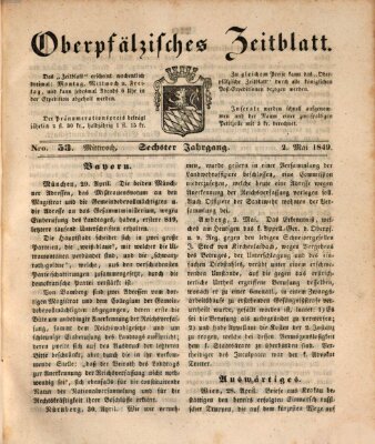 Oberpfälzisches Zeitblatt (Amberger Tagblatt) Mittwoch 2. Mai 1849