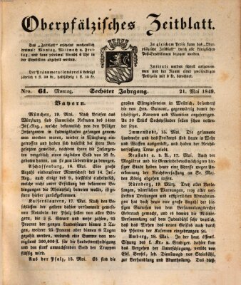 Oberpfälzisches Zeitblatt (Amberger Tagblatt) Montag 21. Mai 1849