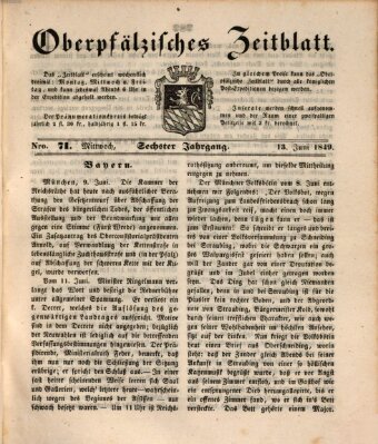 Oberpfälzisches Zeitblatt (Amberger Tagblatt) Mittwoch 13. Juni 1849