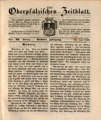 Oberpfälzisches Zeitblatt (Amberger Tagblatt) Montag 25. Juni 1849