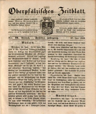 Oberpfälzisches Zeitblatt (Amberger Tagblatt) Mittwoch 27. Juni 1849