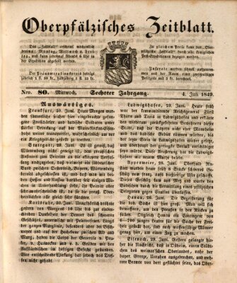 Oberpfälzisches Zeitblatt (Amberger Tagblatt) Mittwoch 4. Juli 1849