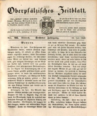 Oberpfälzisches Zeitblatt (Amberger Tagblatt) Mittwoch 18. Juli 1849