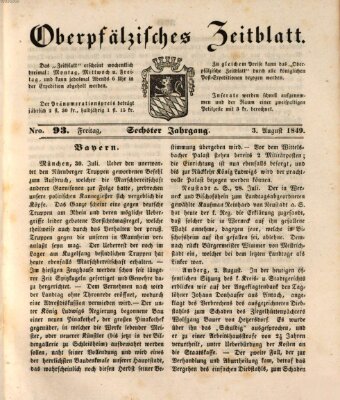 Oberpfälzisches Zeitblatt (Amberger Tagblatt) Freitag 3. August 1849