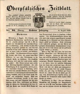 Oberpfälzisches Zeitblatt (Amberger Tagblatt) Montag 6. August 1849