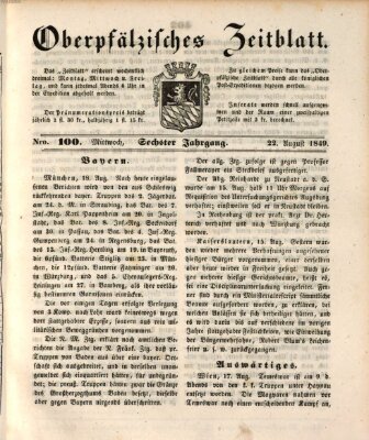 Oberpfälzisches Zeitblatt (Amberger Tagblatt) Mittwoch 22. August 1849