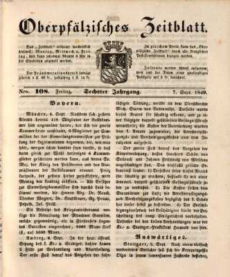 Oberpfälzisches Zeitblatt (Amberger Tagblatt) Freitag 7. September 1849