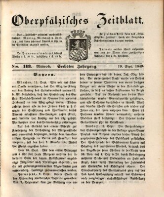 Oberpfälzisches Zeitblatt (Amberger Tagblatt) Mittwoch 19. September 1849