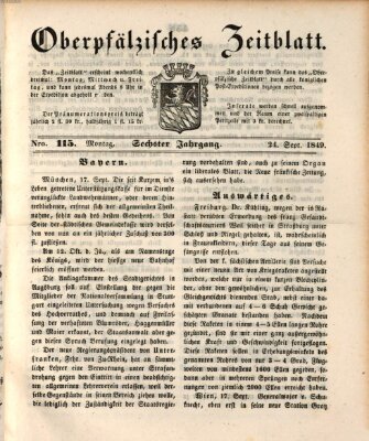 Oberpfälzisches Zeitblatt (Amberger Tagblatt) Montag 24. September 1849