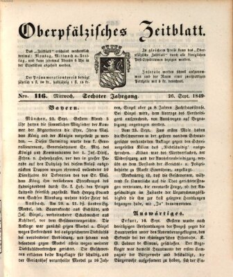 Oberpfälzisches Zeitblatt (Amberger Tagblatt) Mittwoch 26. September 1849