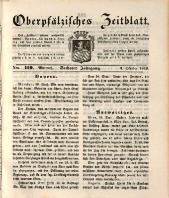 Oberpfälzisches Zeitblatt (Amberger Tagblatt) Mittwoch 3. Oktober 1849