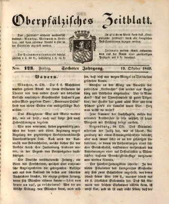 Oberpfälzisches Zeitblatt (Amberger Tagblatt) Freitag 12. Oktober 1849