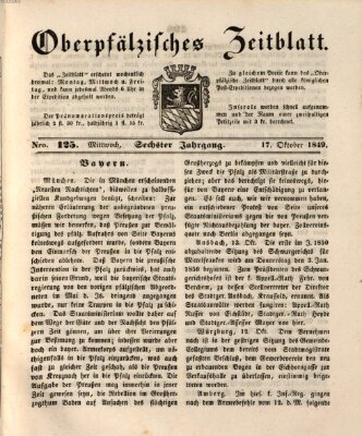 Oberpfälzisches Zeitblatt (Amberger Tagblatt) Mittwoch 17. Oktober 1849