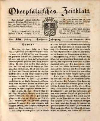 Oberpfälzisches Zeitblatt (Amberger Tagblatt) Freitag 16. November 1849