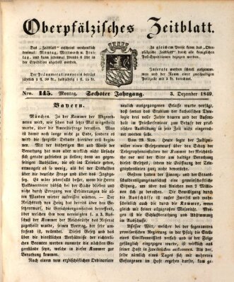 Oberpfälzisches Zeitblatt (Amberger Tagblatt) Montag 3. Dezember 1849