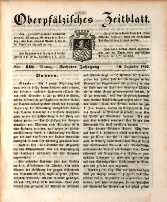 Oberpfälzisches Zeitblatt (Amberger Tagblatt) Montag 10. Dezember 1849