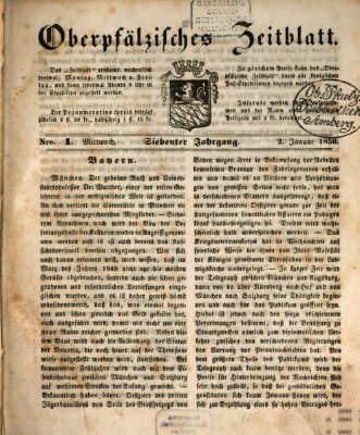 Oberpfälzisches Zeitblatt (Amberger Tagblatt) Mittwoch 2. Januar 1850