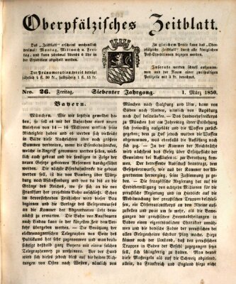 Oberpfälzisches Zeitblatt (Amberger Tagblatt) Freitag 1. März 1850