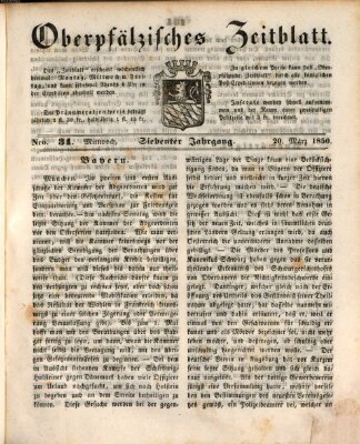 Oberpfälzisches Zeitblatt (Amberger Tagblatt) Mittwoch 20. März 1850