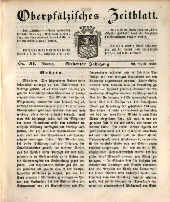 Oberpfälzisches Zeitblatt (Amberger Tagblatt) Montag 29. April 1850