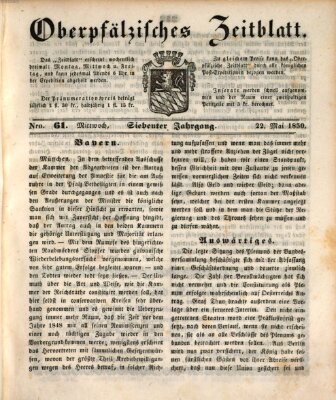 Oberpfälzisches Zeitblatt (Amberger Tagblatt) Mittwoch 22. Mai 1850